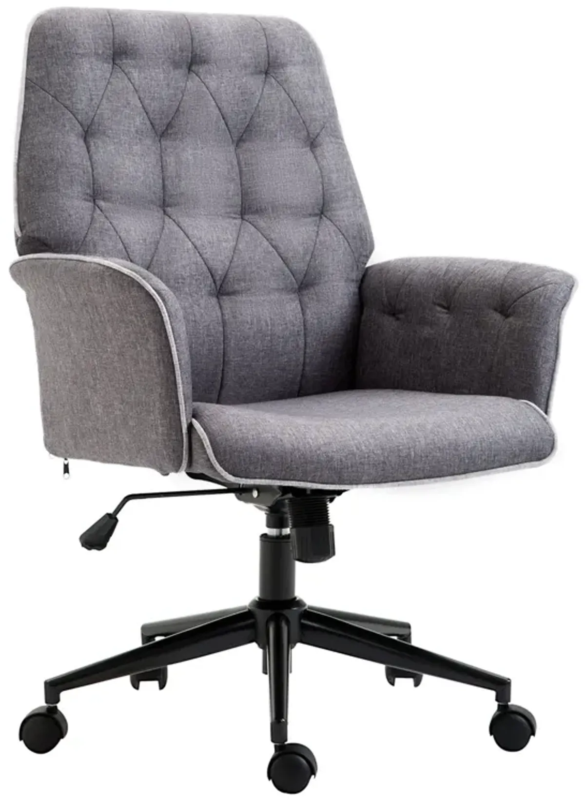 Ergonomic Work Chair: Dark Grey Mid-Back Office Chair with Padded Arms