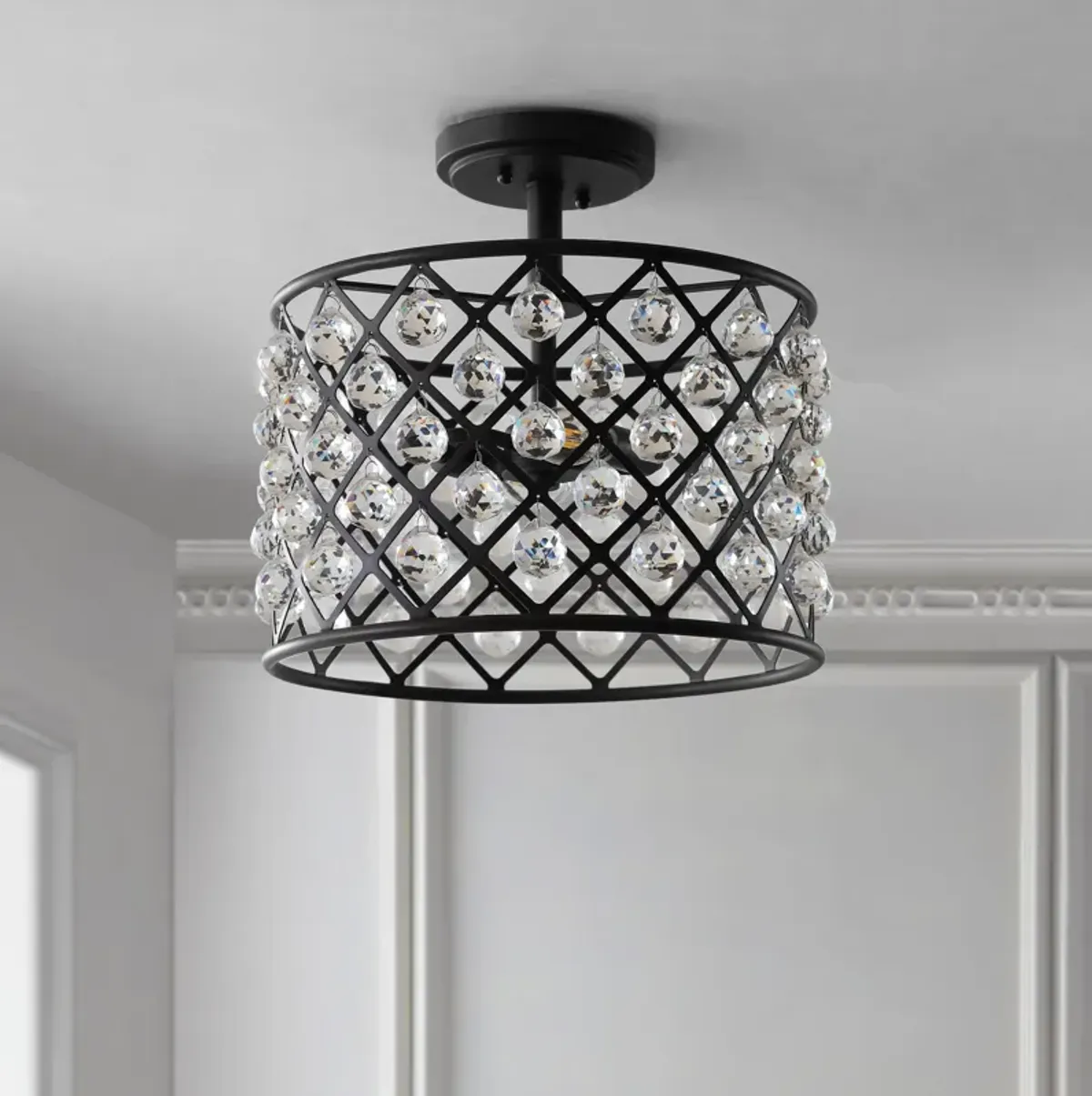 Gabrielle Crystal/Metal LED Semi-Flush Mount