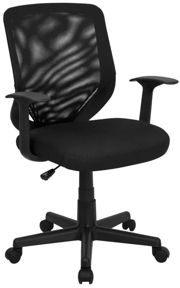 Norris Mid-Back Black Mesh Tapered Back Swivel Task Office Chair with T-Arms