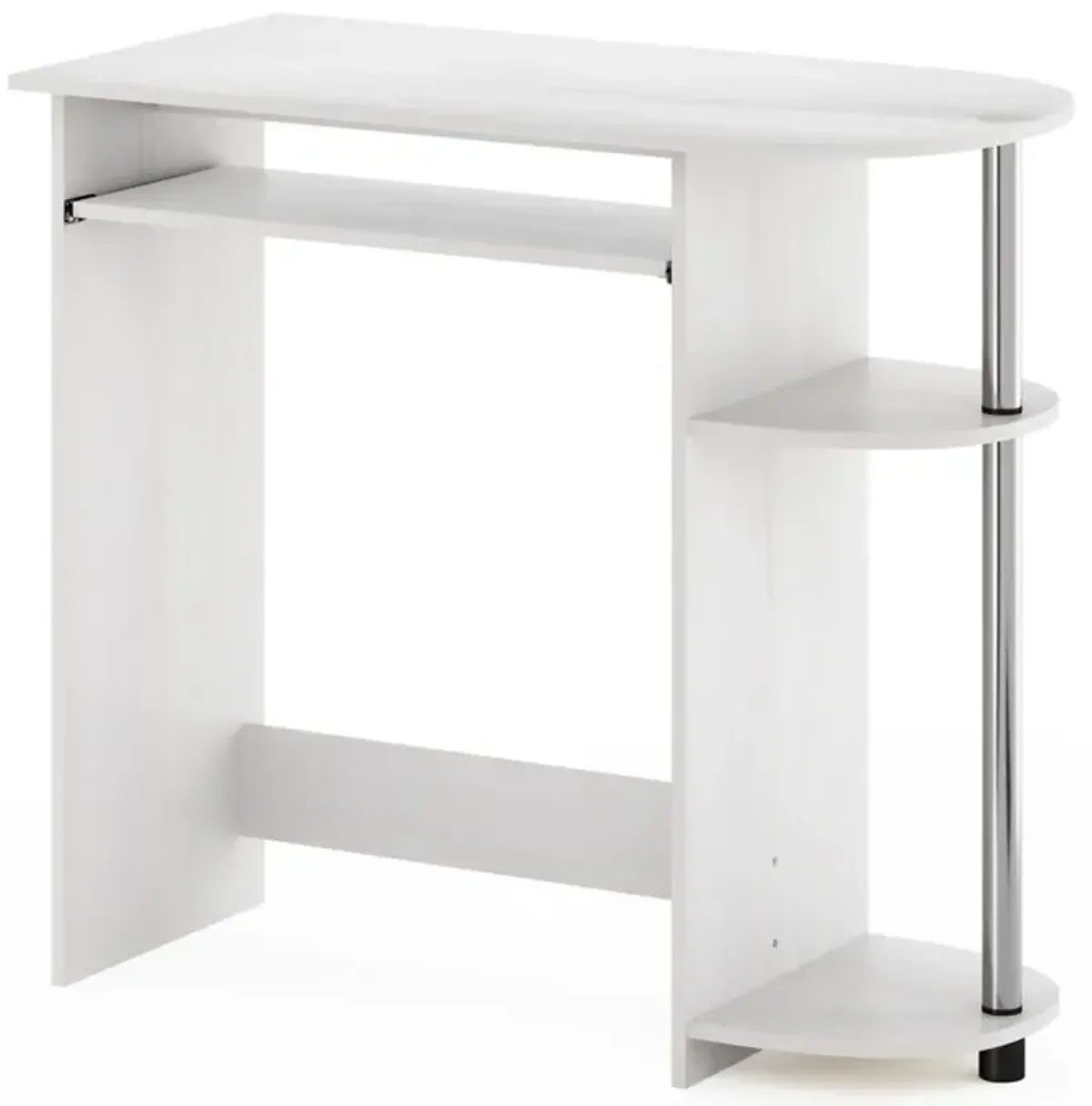 Furinno Furinno Simplistic Easy Assembly Computer Desk, White Oak, Stainless Steel Tubes