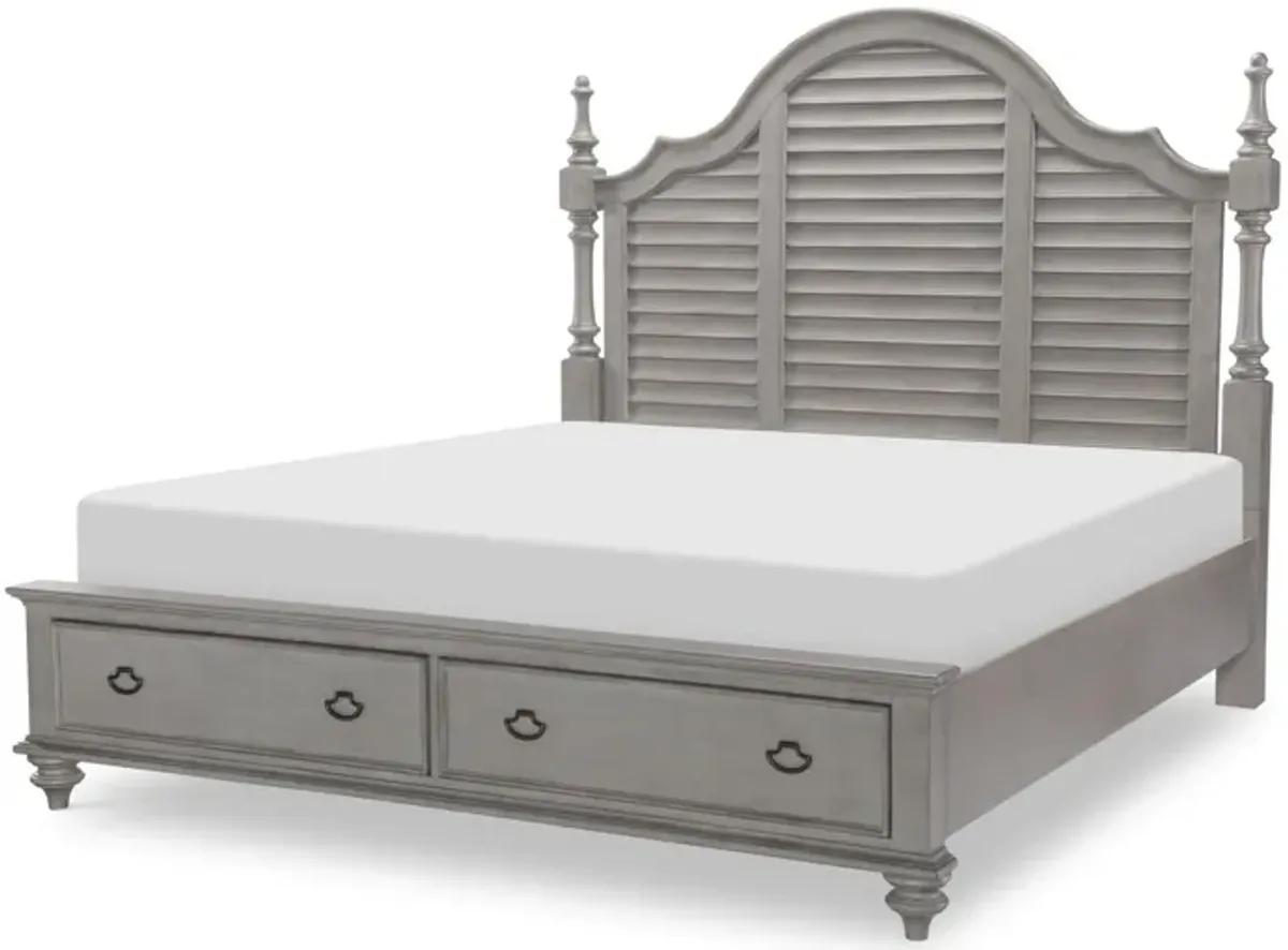 Kingston Louvered Cal King Poster Bed w/Storage