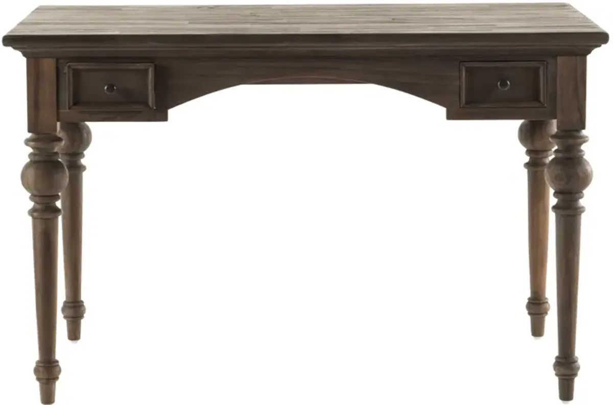 Antiqued Brown Teak Provencial Writing or Computer Desk