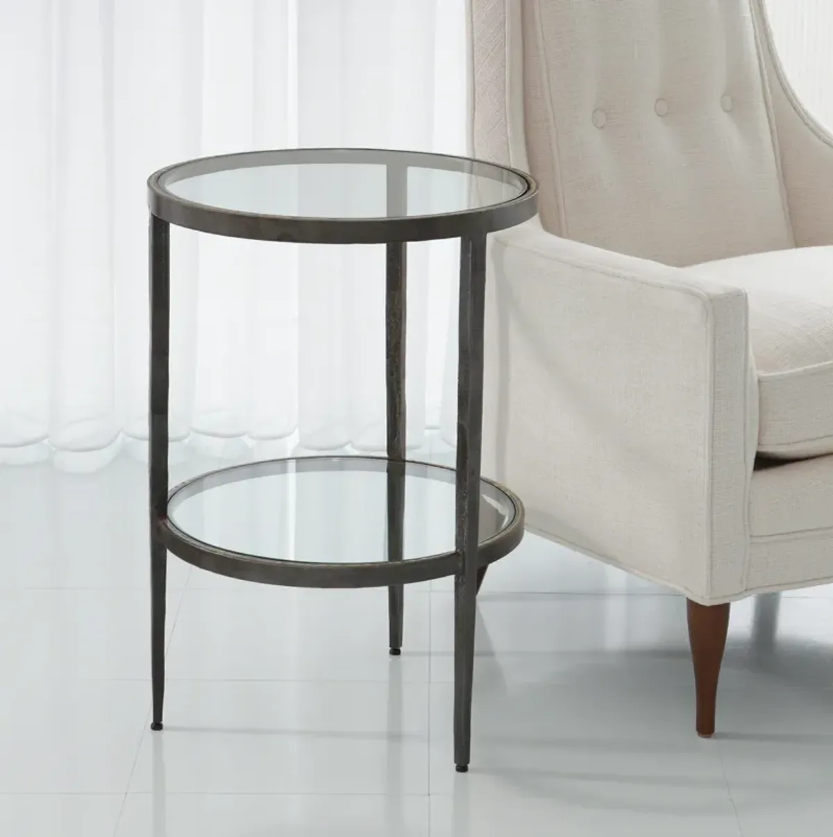 Laforge Two-Tier Side Table- Silver