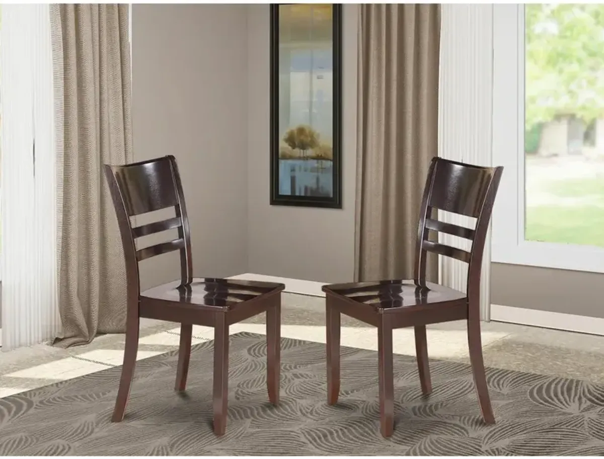 East West Furniture Lynfield  Dining  Chair  with  Wood  Seat  in  Cappuccino  Finish,  Set  of  2