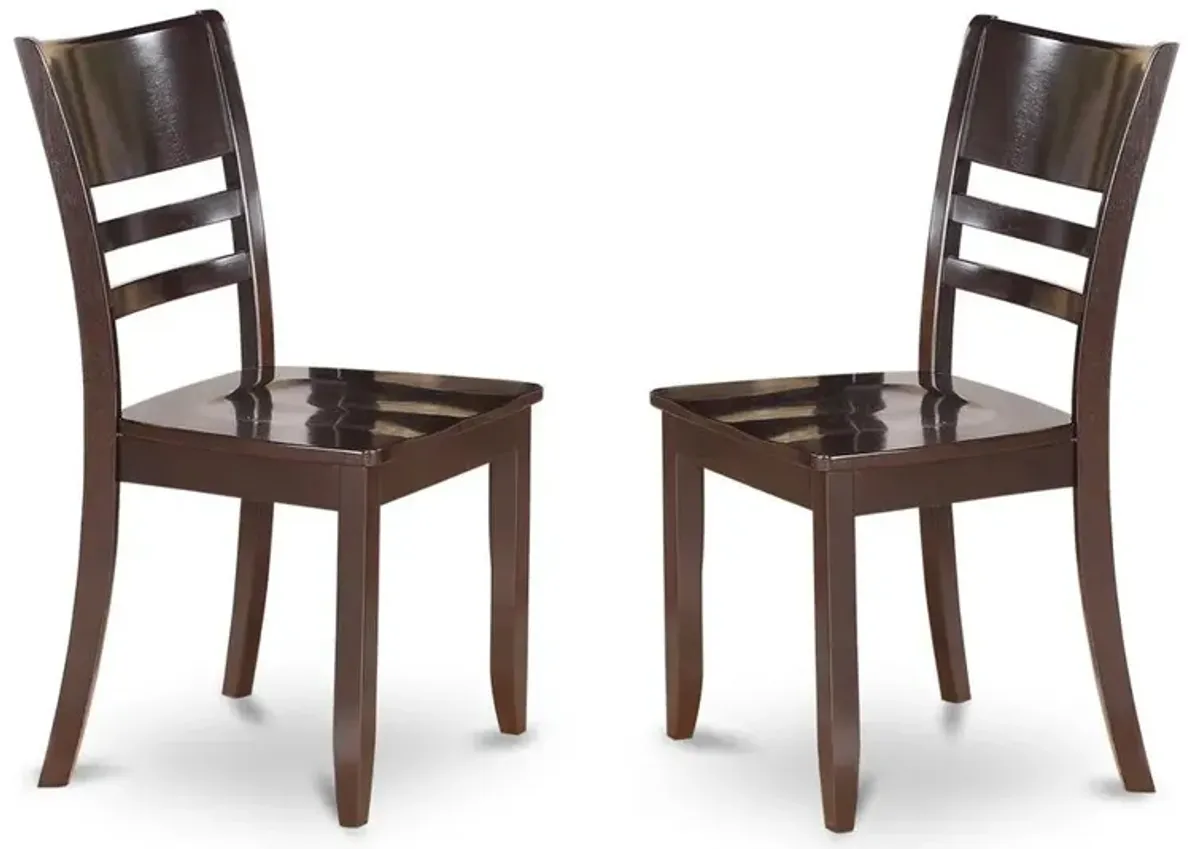 East West Furniture Lynfield  Dining  Chair  with  Wood  Seat  in  Cappuccino  Finish,  Set  of  2