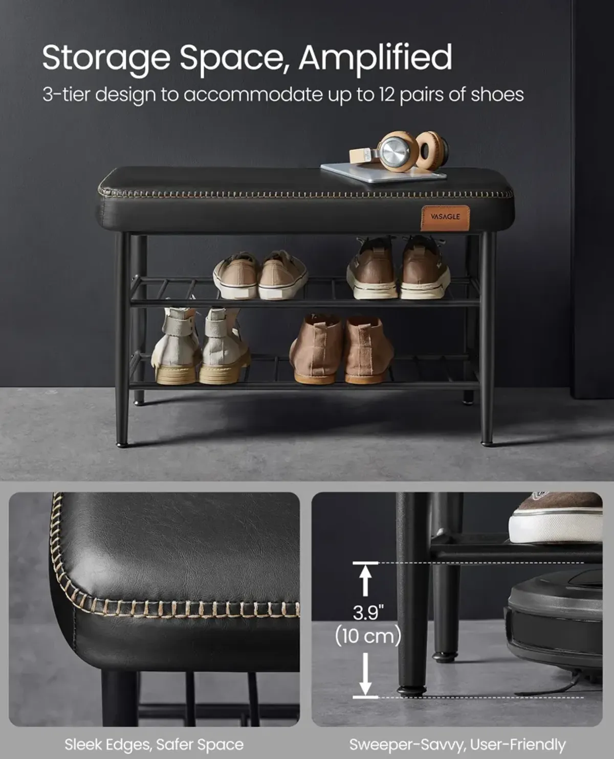 Shoe Bench with Metal Shelves: Stylish and Functional Storage for Organized Entryways