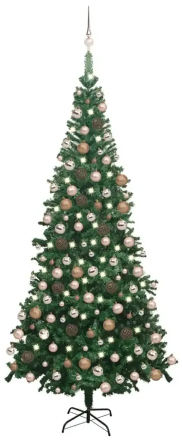 vidaXL Artificial Christmas Tree with LEDs&Ball Set L 94.5" Green