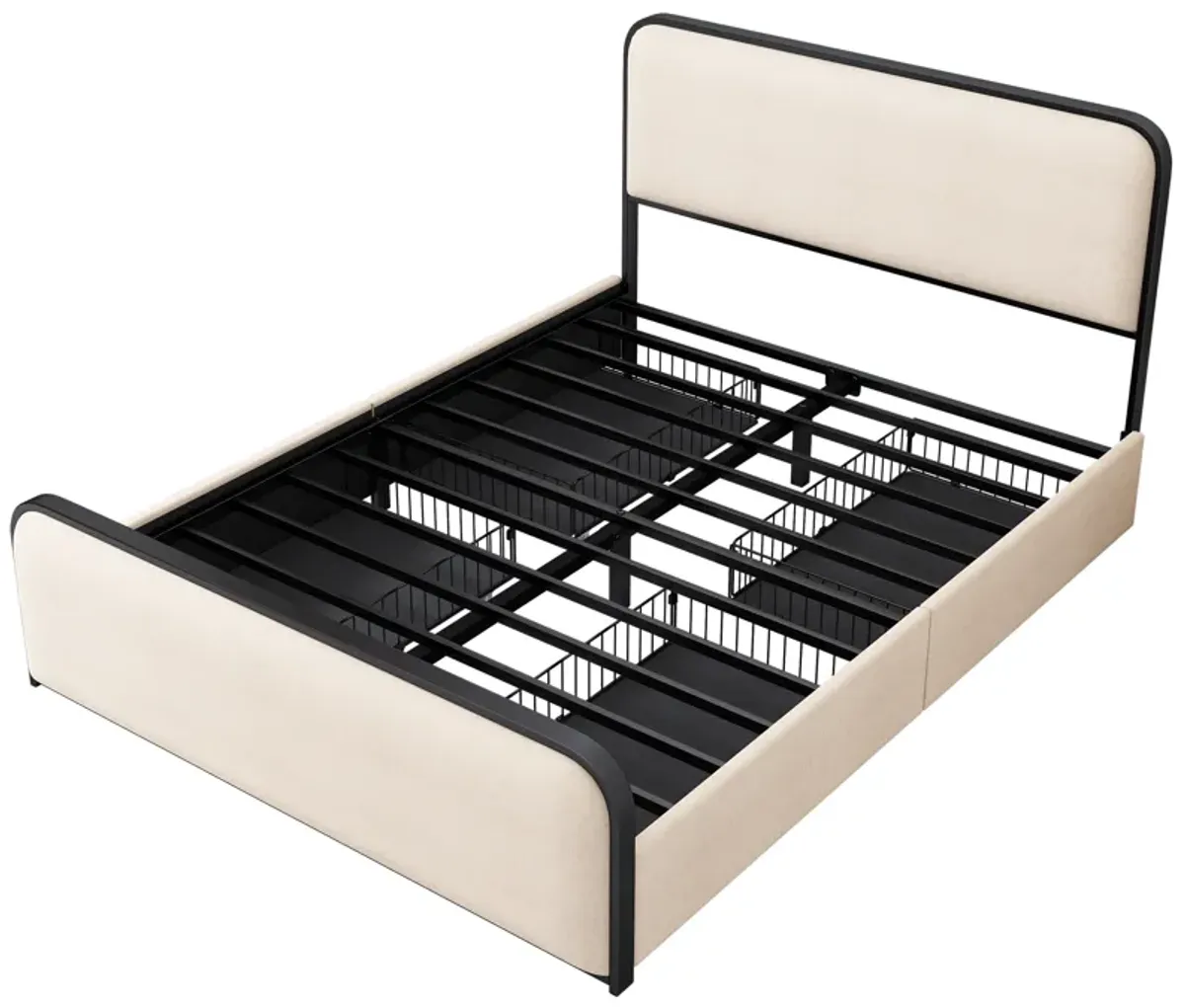 Merax Modern Metal Platform Bed Frame with 4 Storage Drawers