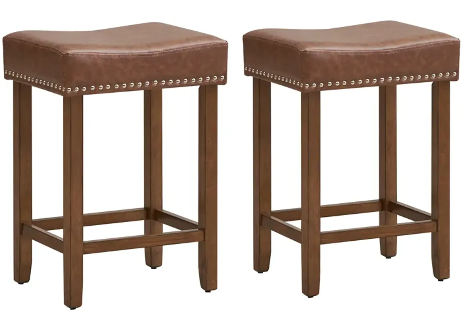 24 Inch Upholstered PU Leather Bar Stools Set of 2