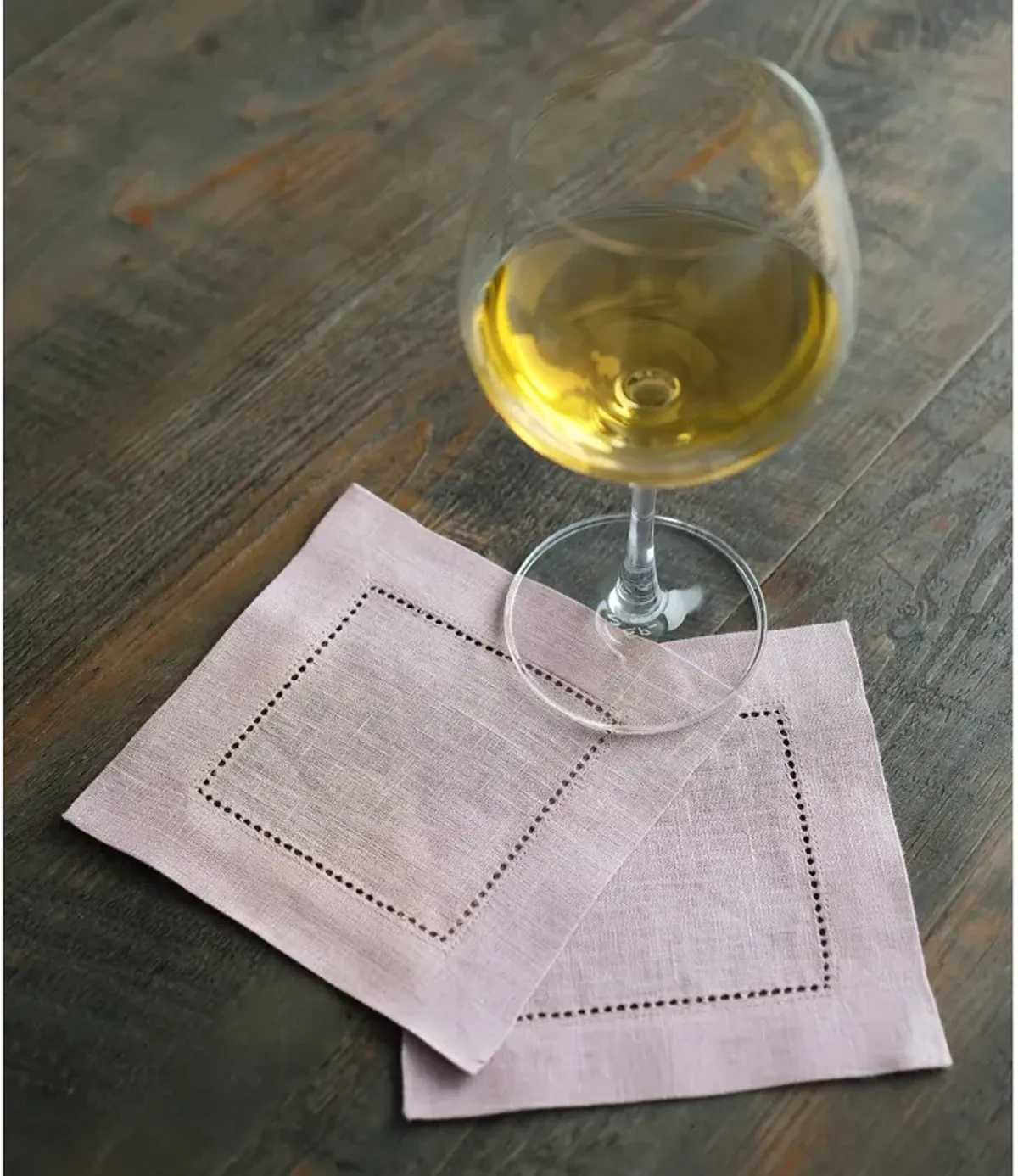 Solino Home 100% Pure Linen Dinner Napkins 20 x 20 Inch Set of 6 | Classic Hemstitch