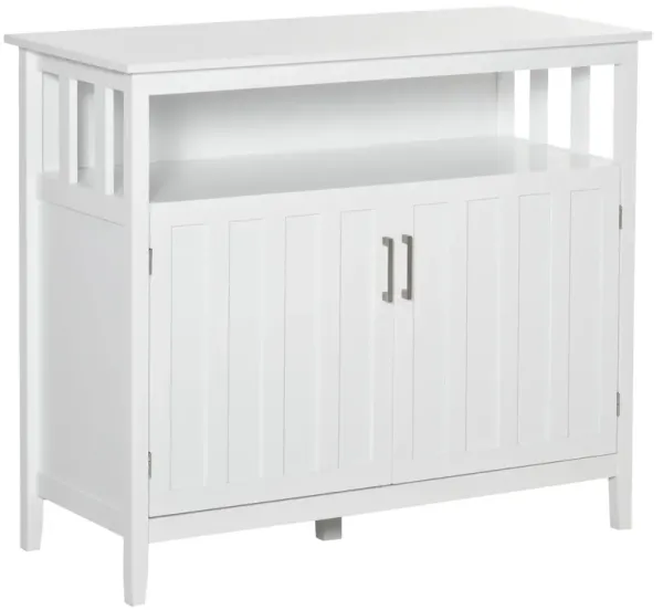 White Kitchen Storage: Modern Sideboard with Ribbed Doors