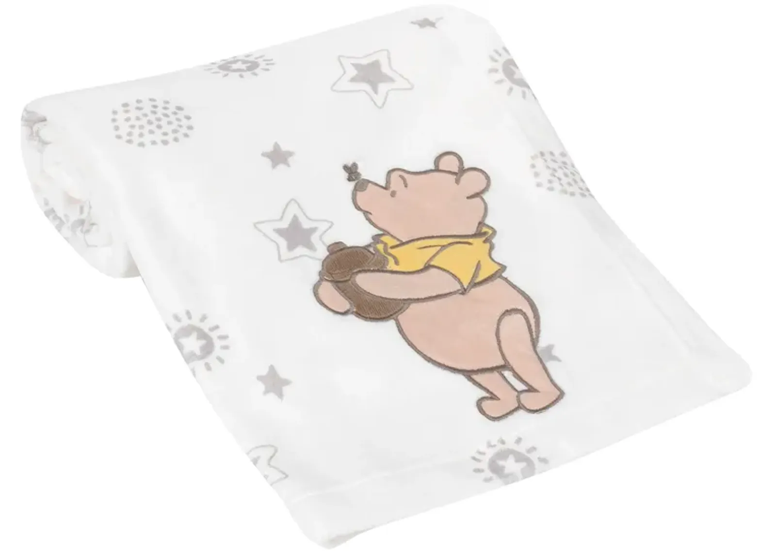 Lambs & Ivy Disney Baby WINNIE THE POOH Cream Fleece Appliqued Baby Blanket