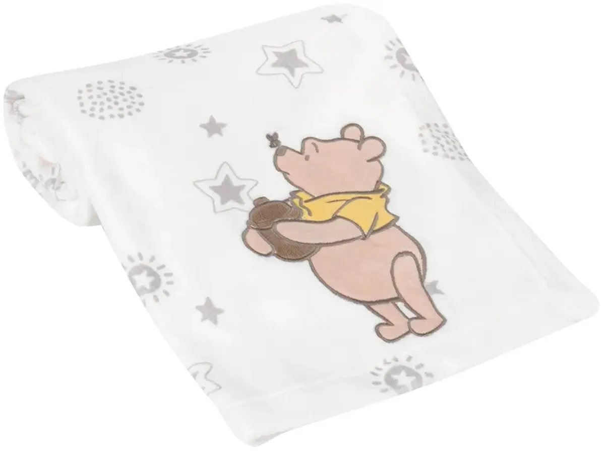 Lambs & Ivy Disney Baby WINNIE THE POOH Cream Fleece Appliqued Baby Blanket