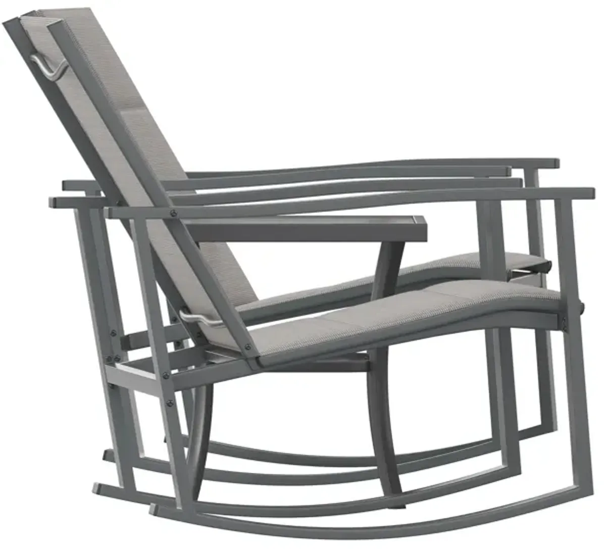 Flash Furniture Brazos 3 Piece Outdoor Rocking Chair Bistro Set with Flex Comfort Material and Steel Framed Glass Top Table