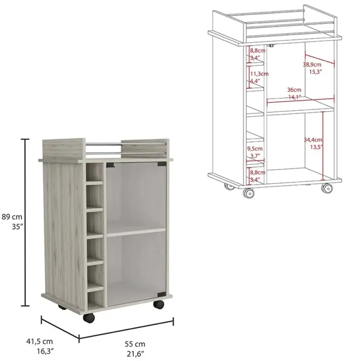 Bar Cart Baltimore, Living Room, Light Gray