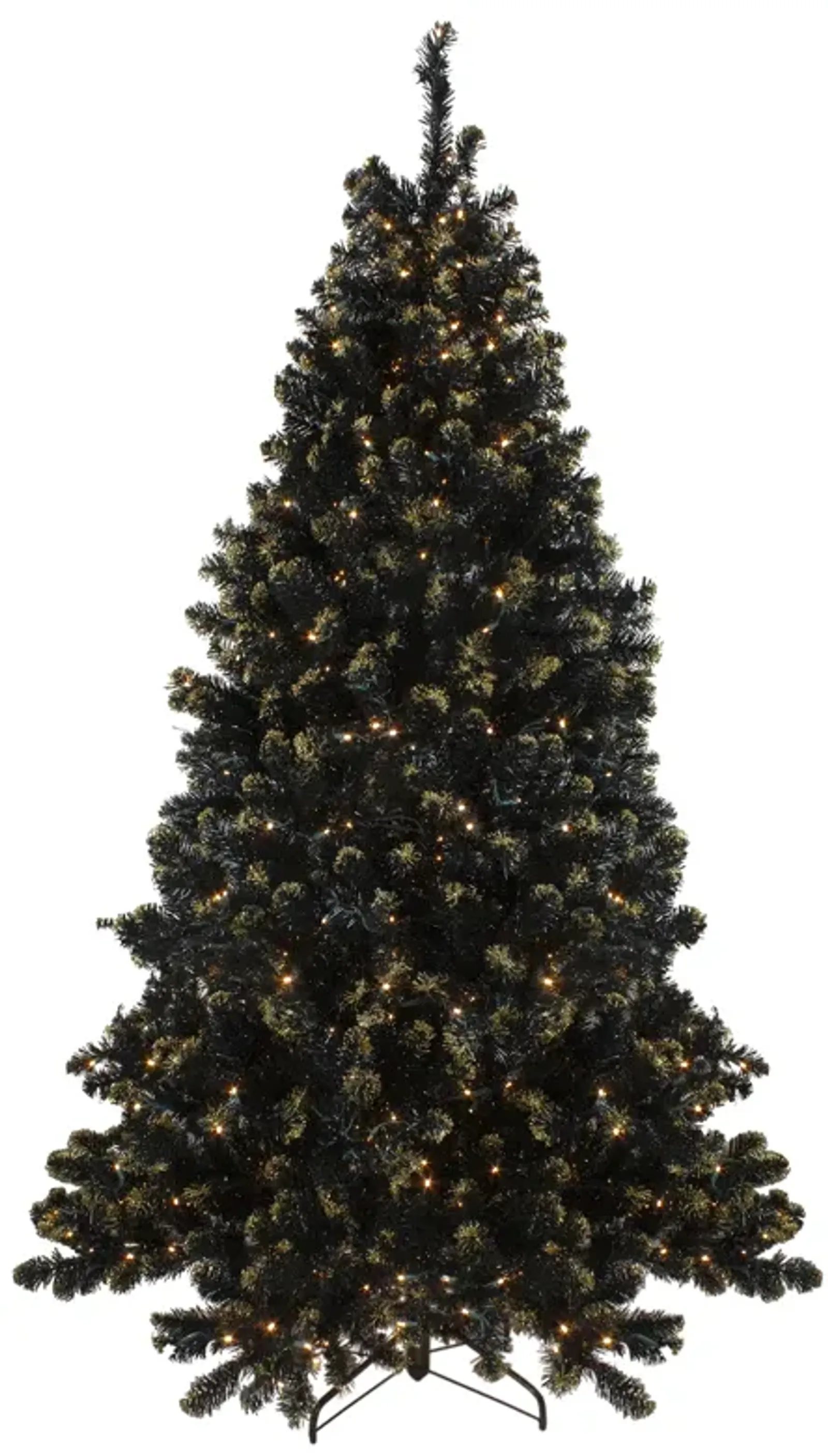 Pre-Lit LED Black Crystal Pine with Gold Glitter Artificial Christmas Tree - 7.5 ft Clear Lights