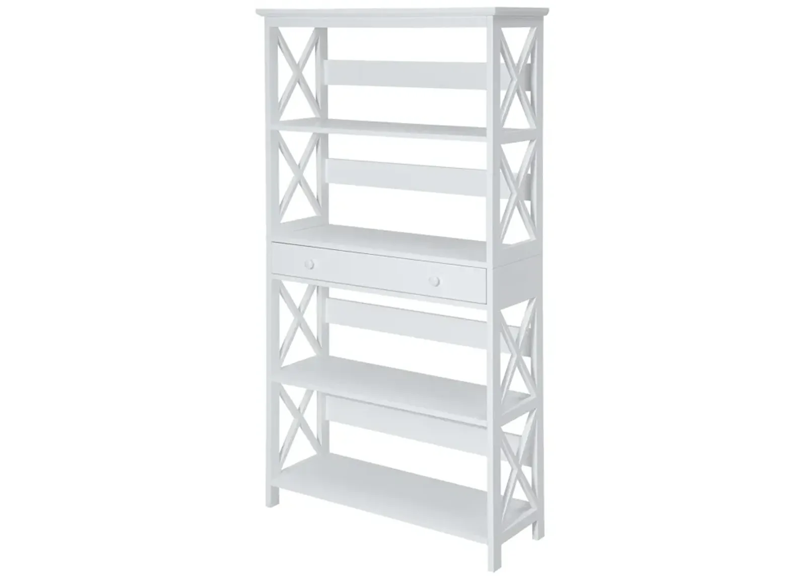 Convenience Concepts Oxford 5 Tier Bookcase with Drawer, White,11.75"D x 31.5"W x 59.75"H