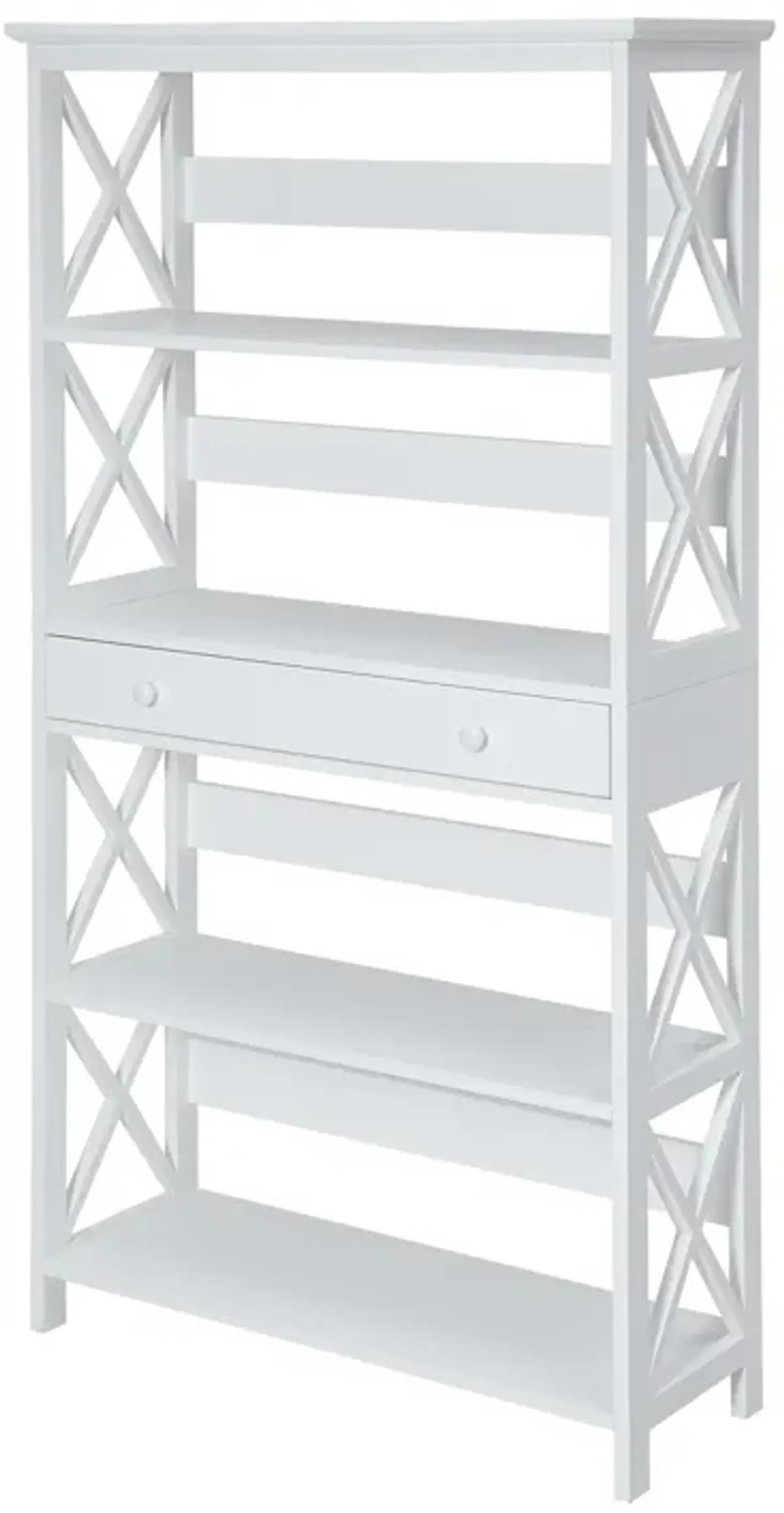 Convenience Concepts Oxford 5 Tier Bookcase with Drawer, White,11.75"D x 31.5"W x 59.75"H