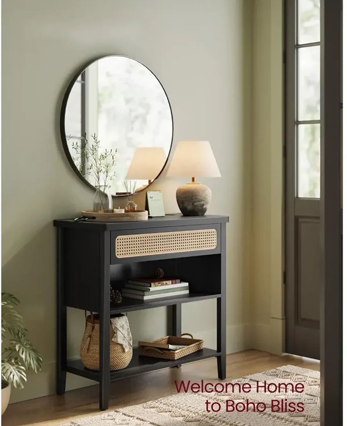 Console Table with Built-In Power Outlets – Modern Entryway Charging Station