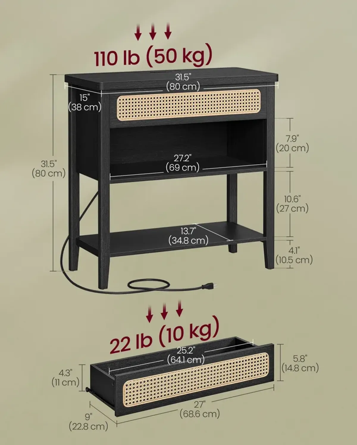 Console Table with Built-In Power Outlets – Modern Entryway Charging Station