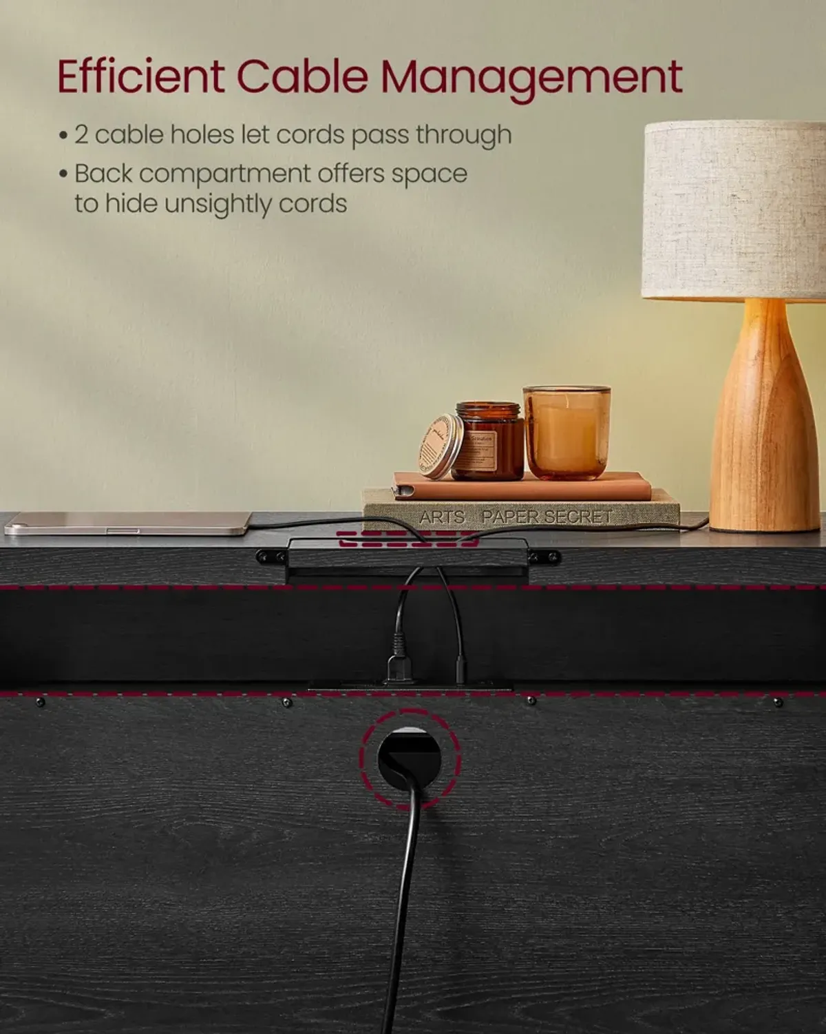 Console Table with Built-In Power Outlets – Modern Entryway Charging Station