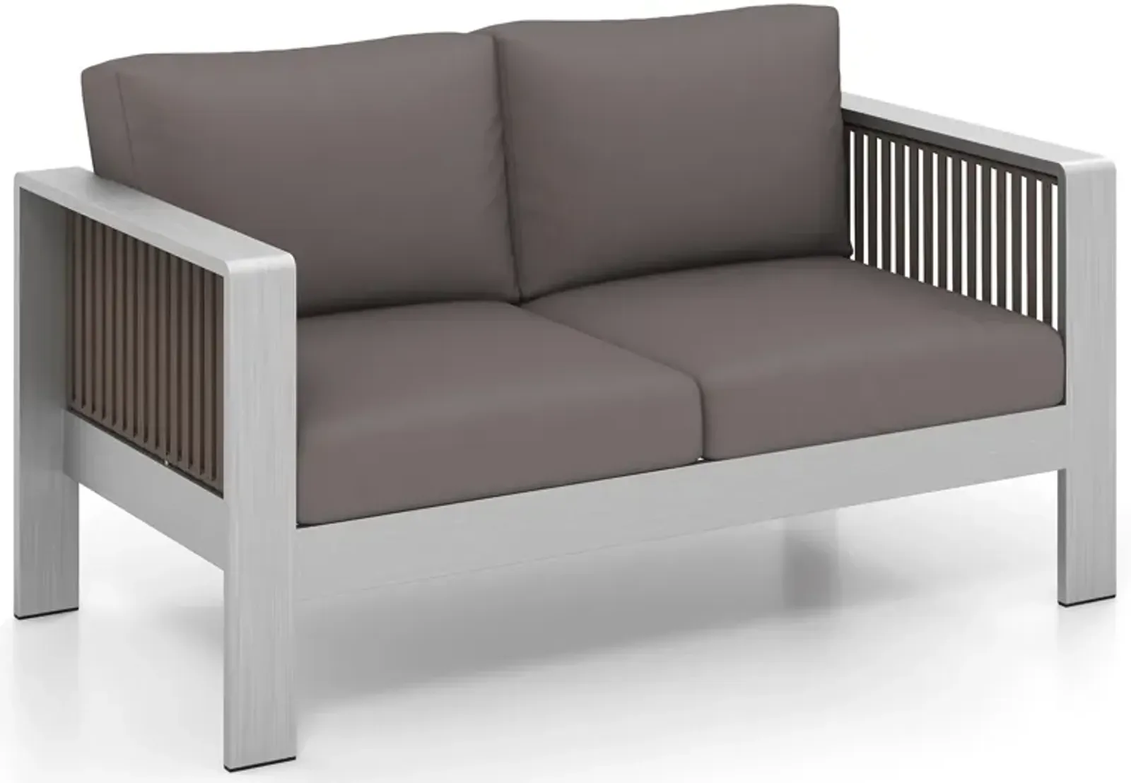 Patio Aluminum Loveseat Sofa Outdoor Furniture Set with Thick Back and Seat Cushions