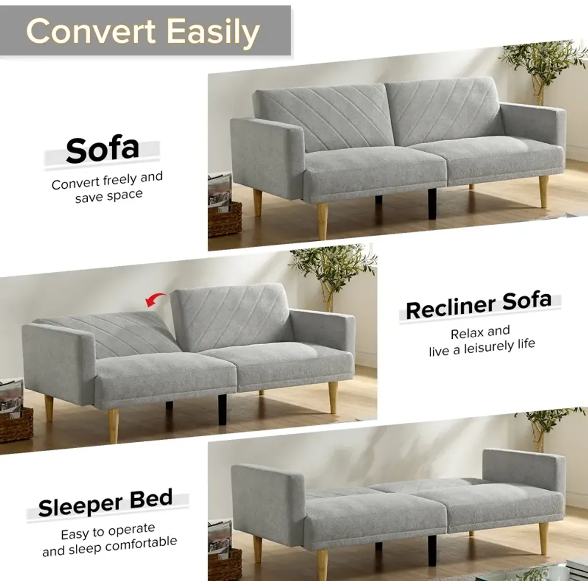 Merax Multi-Functional Sleeper Sofa Bed Loveseat