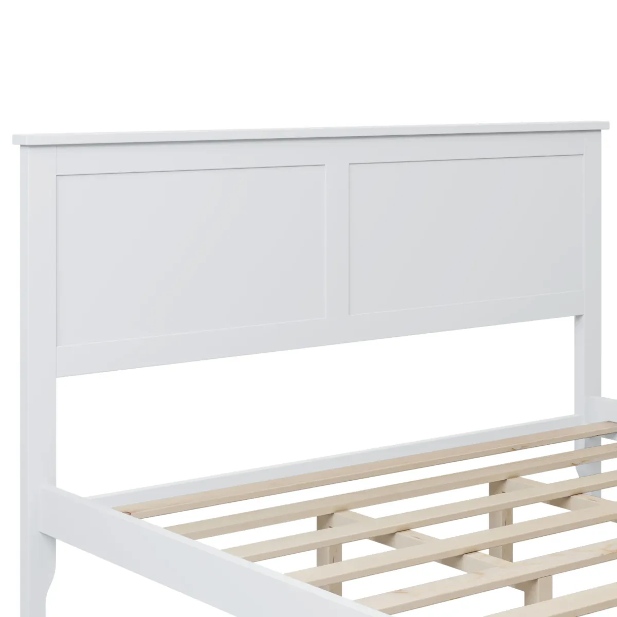 Merax Modern White Solid Wood Platform Bed