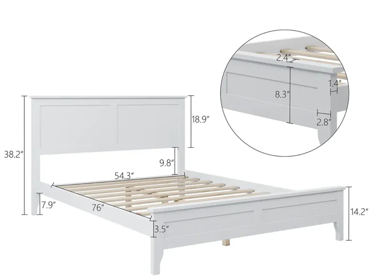 Merax Modern White Solid Wood Platform Bed