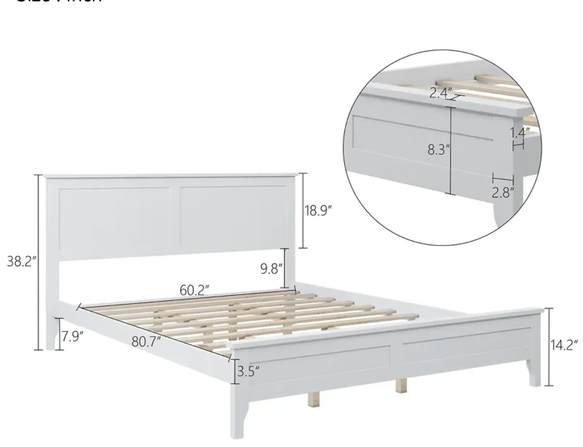 Merax Modern White Solid Wood Platform Bed