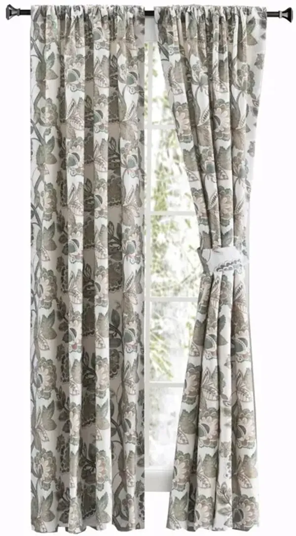Ellis Curtain Wynette Lined 3" Rod Pocket Curtain Panel Pair with Tiebacks
