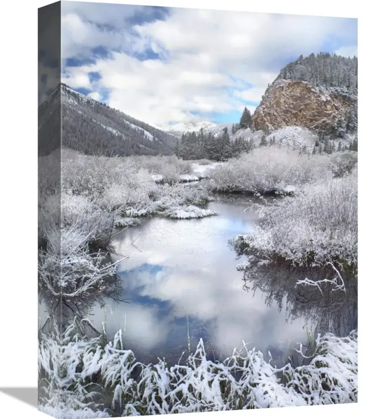 Boulder Mountains and Summit Creek dusted with snow, Idaho-Canvas Art-12x16