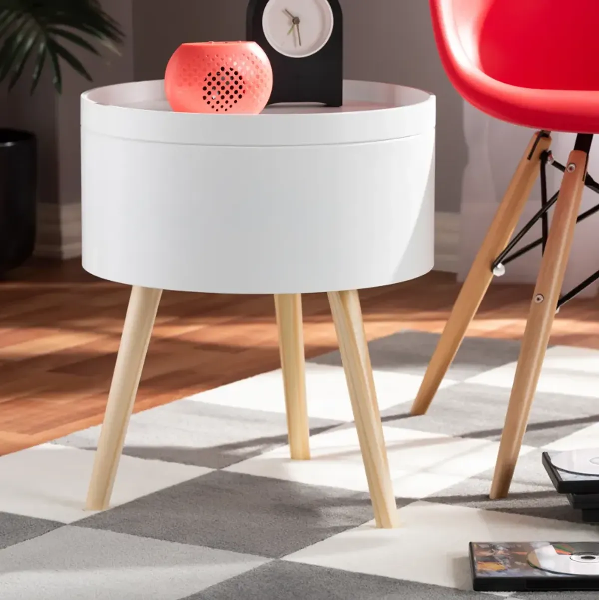 Baxton Studio Jessen Mid Century Modern Gray Wood End Table with Removable Top