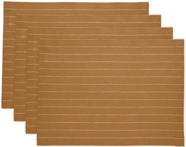 Solino Home 100% Pure Linen Placemats 14 x 19 Inch Set of 4 - Pinstripe