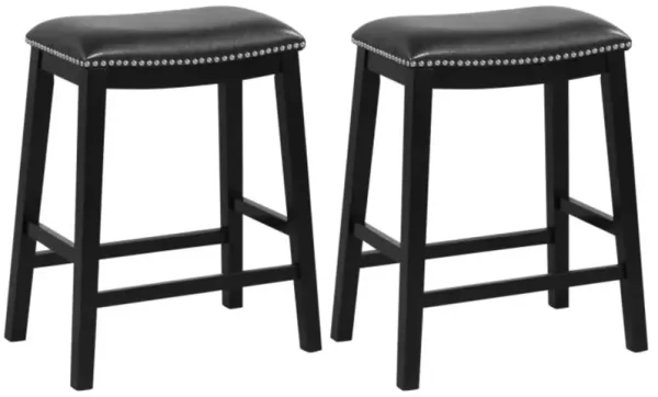 Hivvago 26 Inch Counter Height Bar Stool Set of 2 with Upholstered Seat