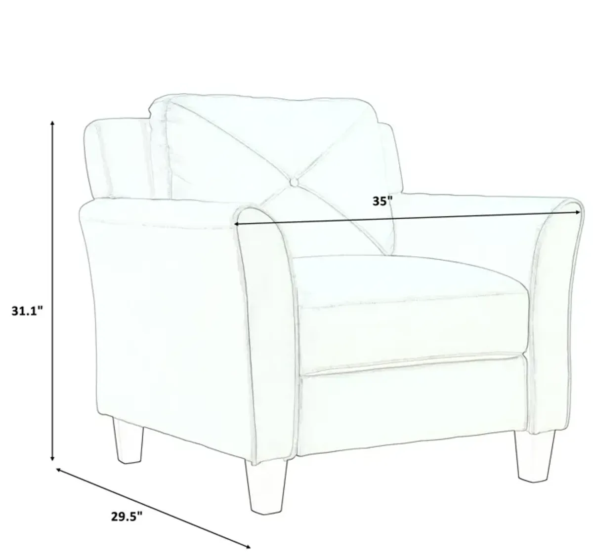 Button Tufted 3 Piece Chair Loveseat Sofa Set