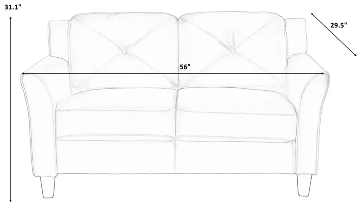 Button Tufted 3 Piece Chair Loveseat Sofa Set