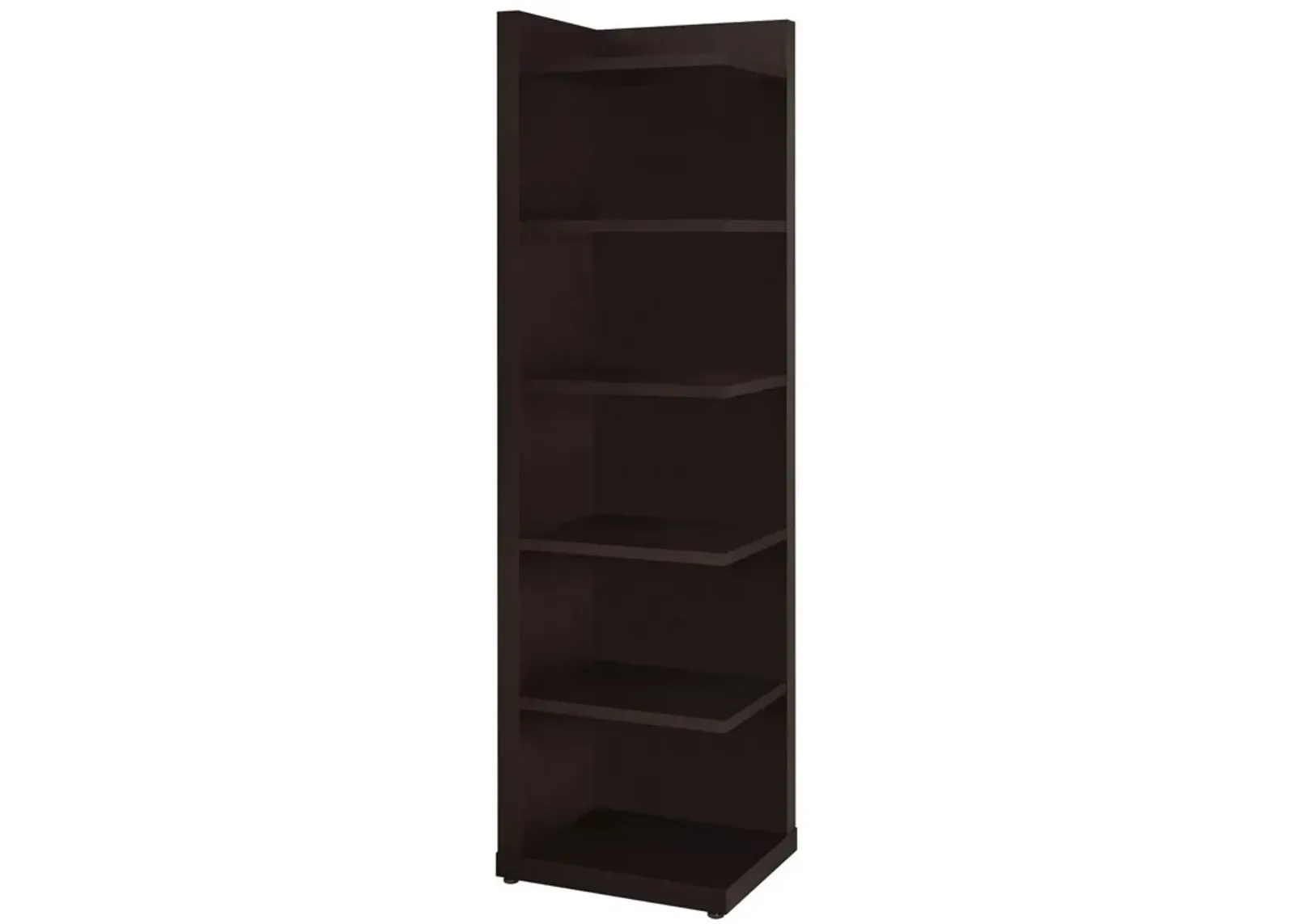 Radiant Brown Wooden Corner Bookcase-Benzara