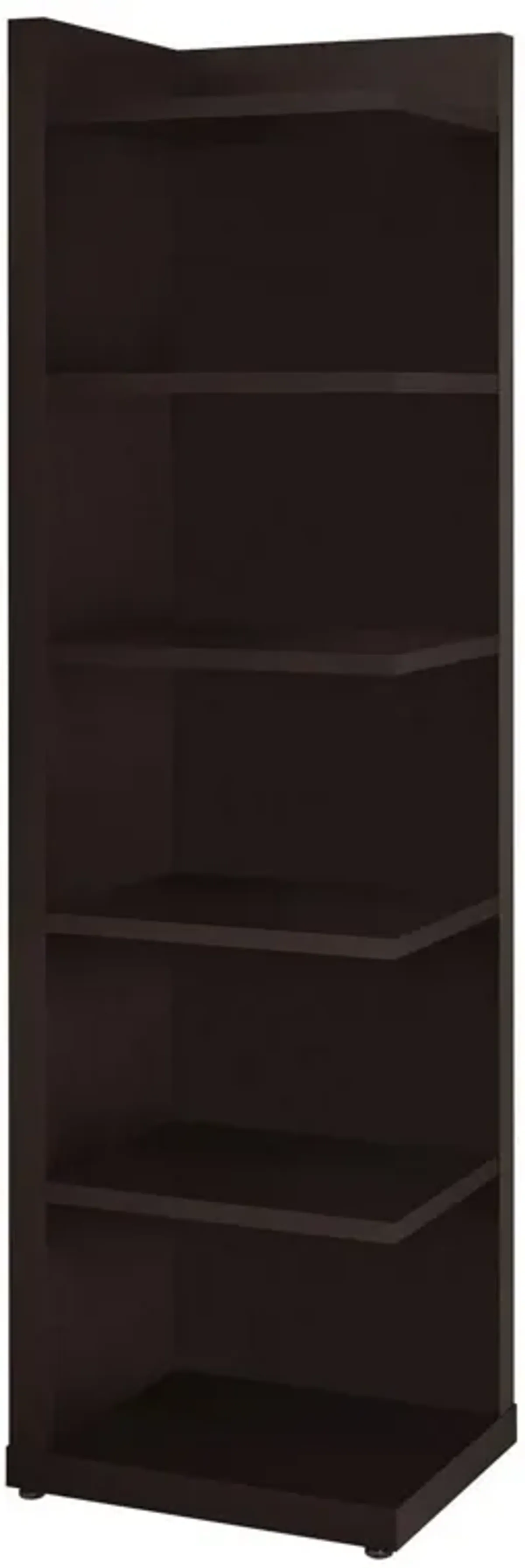 Radiant Brown Wooden Corner Bookcase-Benzara