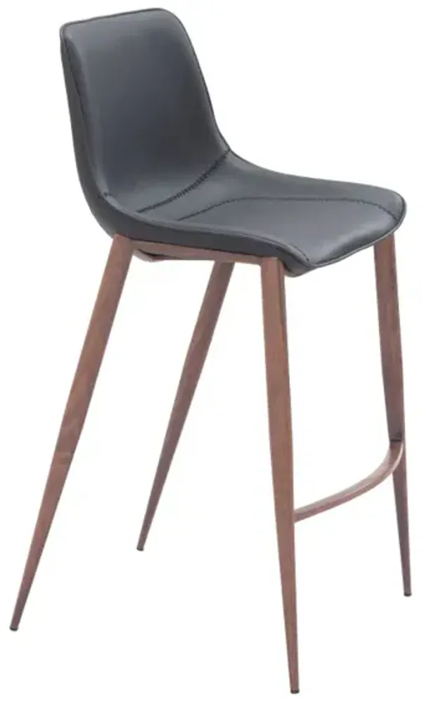 Magnus Barstool (Set of 2) Black & Walnut