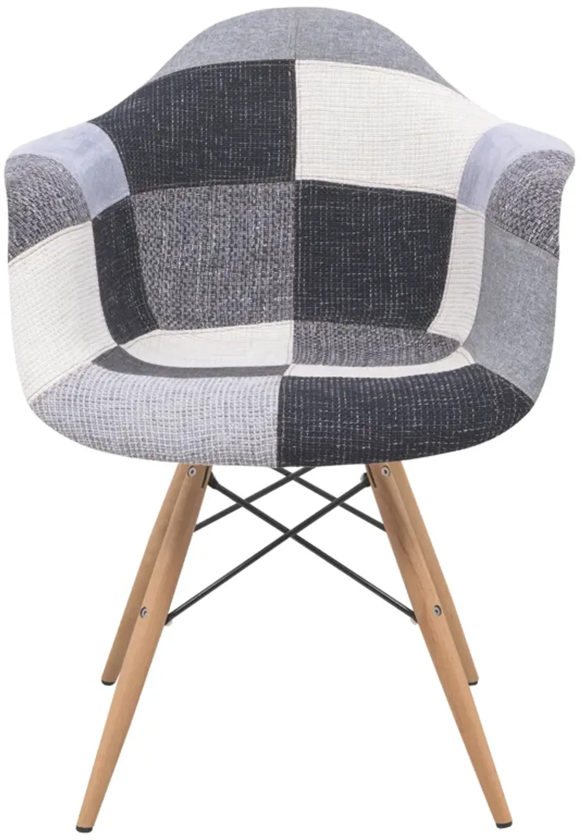 LeisureMod Modern Willow Fabric Accent Armchair With Eiffel Wood Base