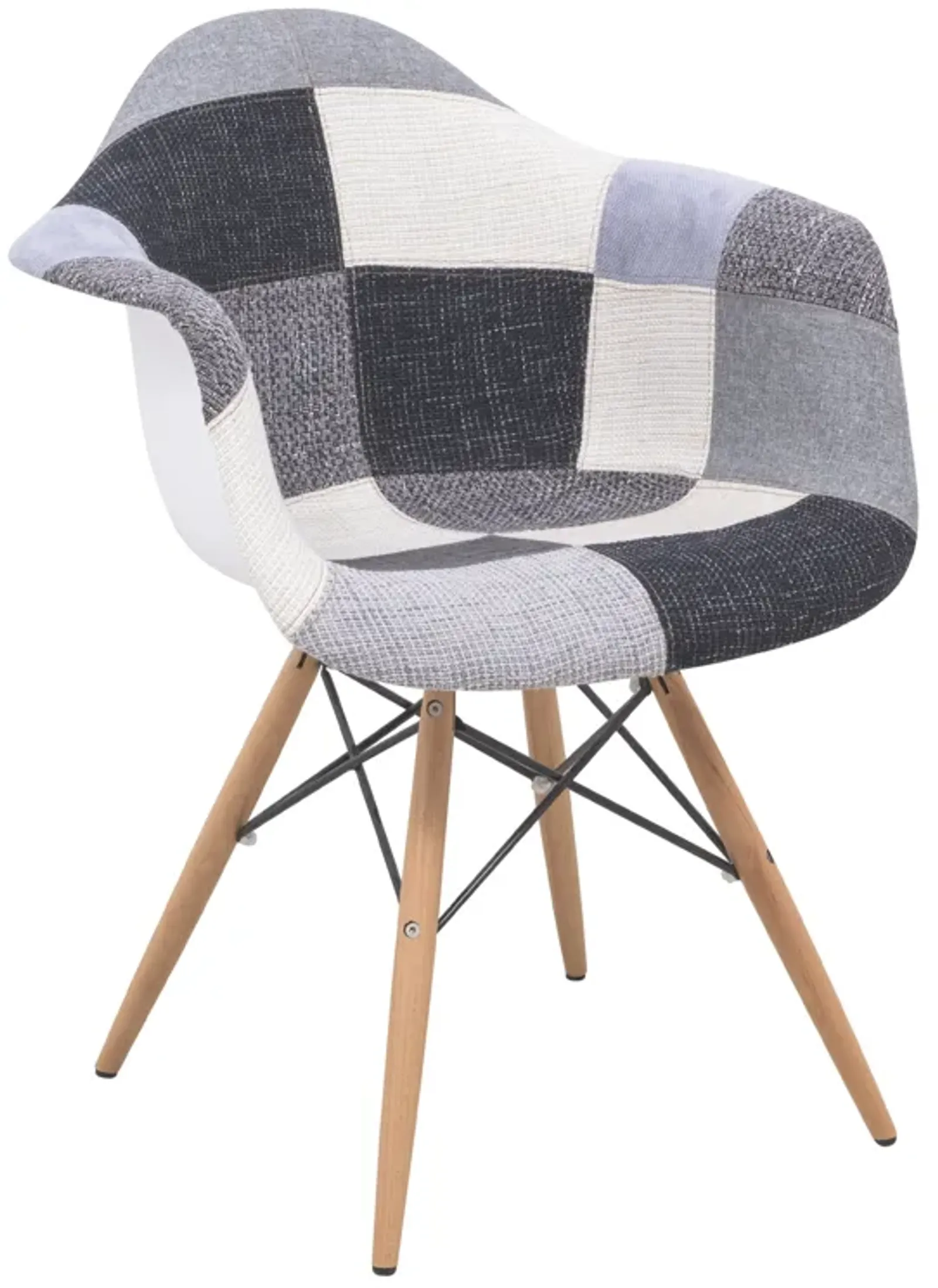 LeisureMod Modern Willow Fabric Accent Armchair With Eiffel Wood Base