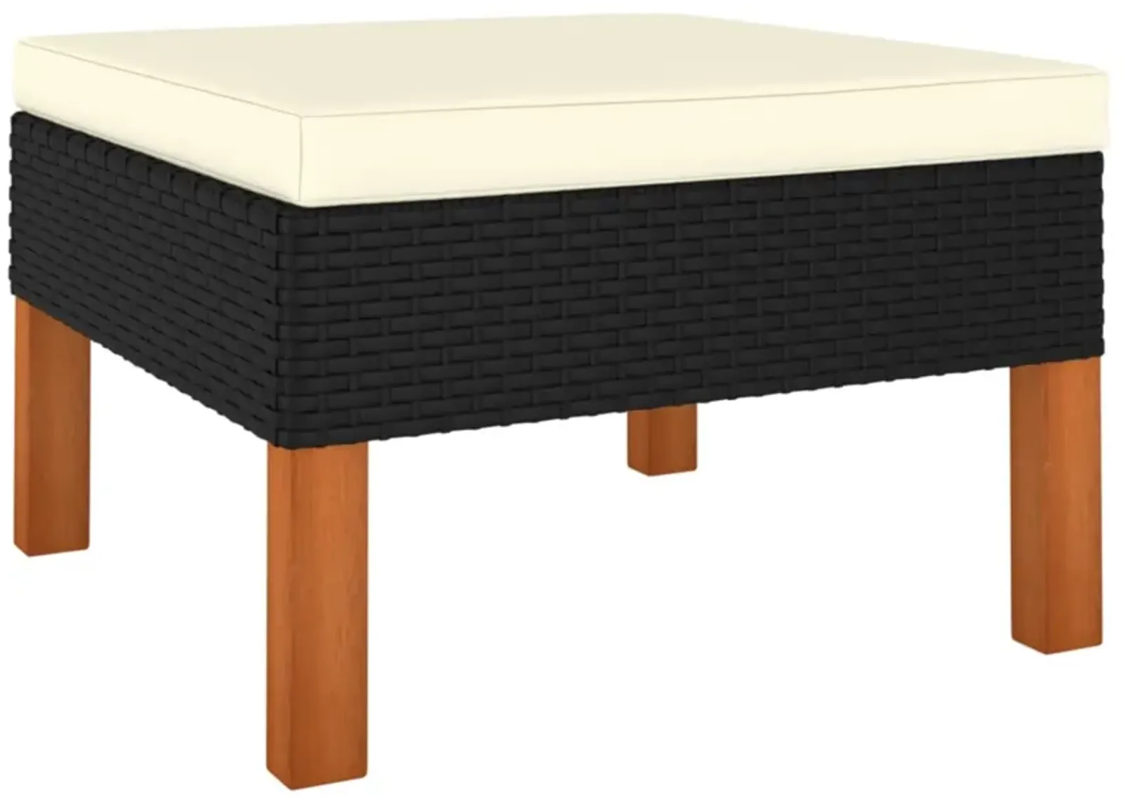 vidaXL Footstool Poly Rattan and Solid Eucalyptus Wood