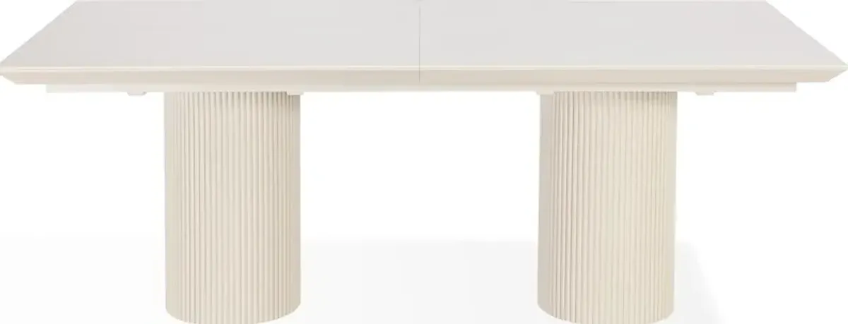 Cannon Stone Top Double Pedestal Extension Dining Table with Ivory Wood Base