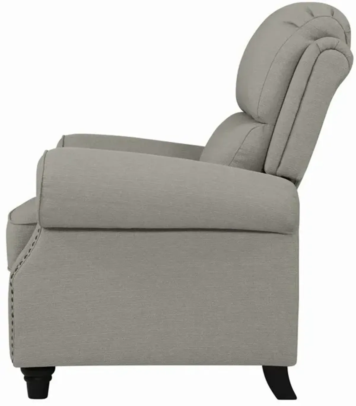 ProLounger Bustle-Back Pushback Recliner with Nailheads in Dove Grey Linen