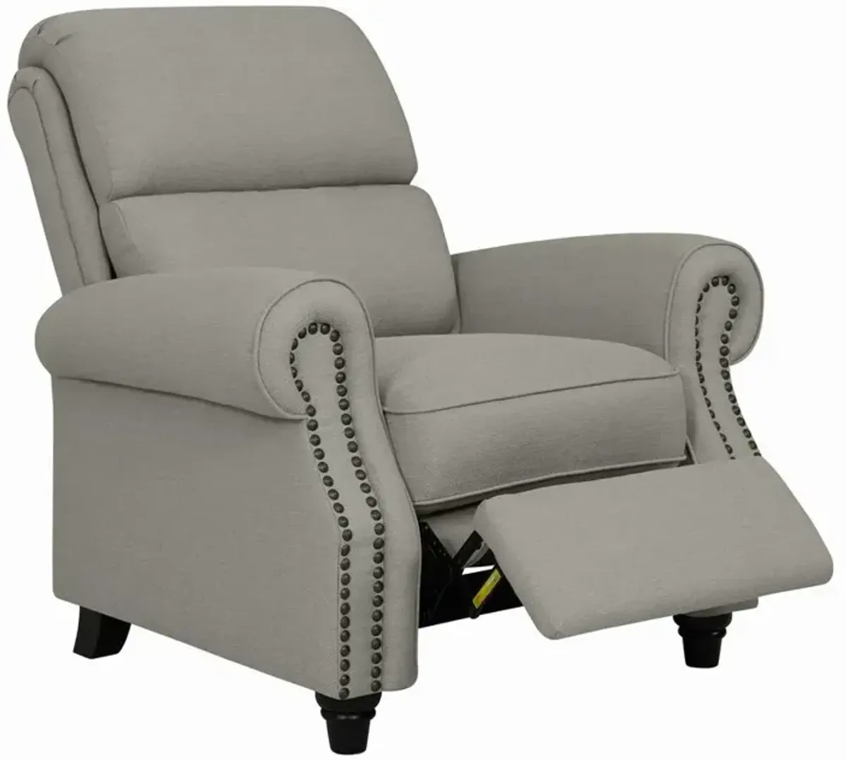 ProLounger Bustle-Back Pushback Recliner with Nailheads in Dove Grey Linen