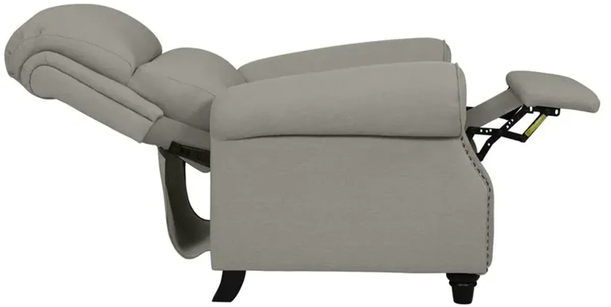 ProLounger Bustle-Back Pushback Recliner with Nailheads in Dove Grey Linen