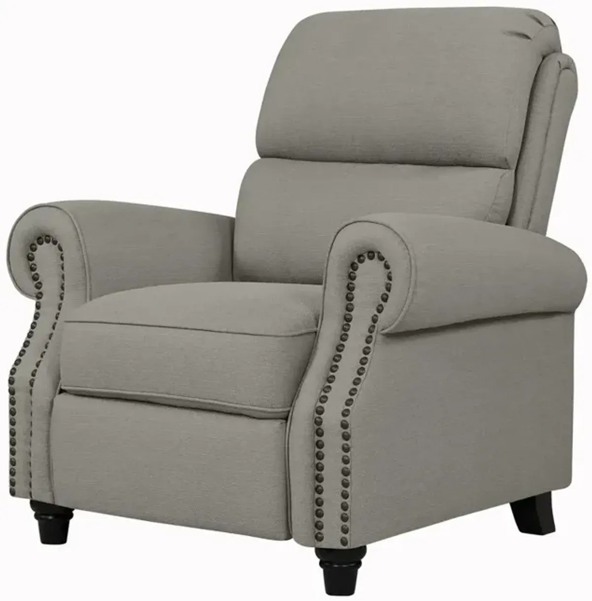 ProLounger Bustle-Back Pushback Recliner with Nailheads in Dove Grey Linen