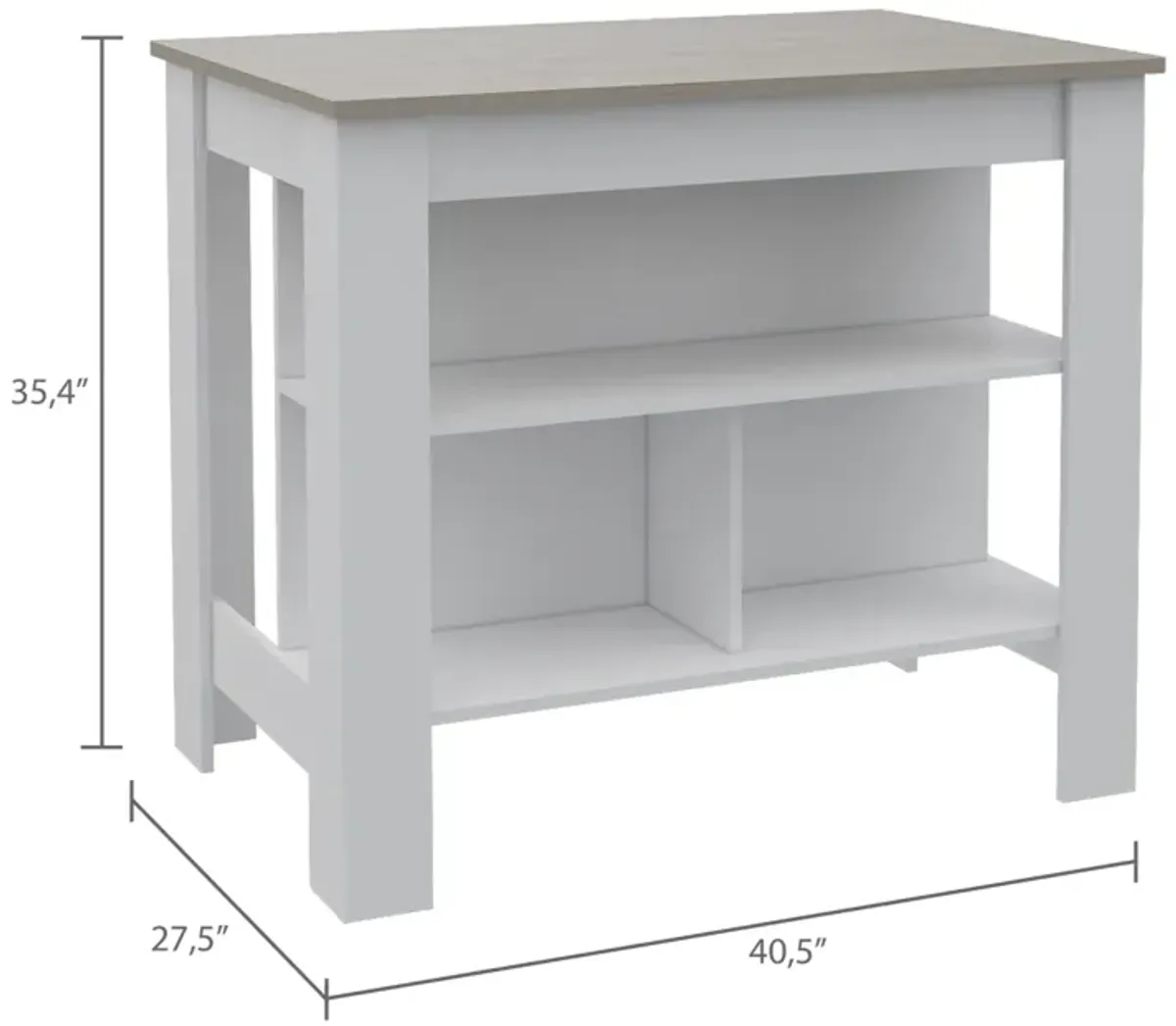 Rockaway 3-Shelf Kitchen Island And Light