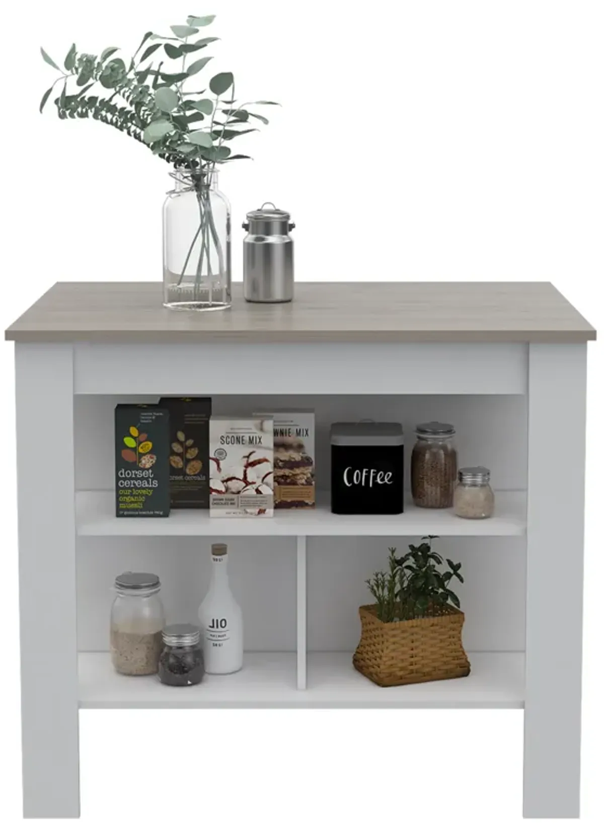 Streamdale Rockaway 3-Shelf Kitchen Island And Light
